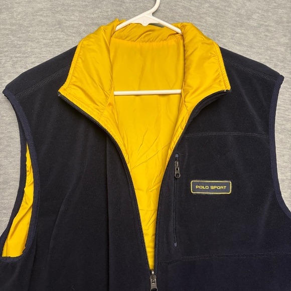 Vintage Polo Ralph Lauren Sport Fleece Vest Full Zip Reversible Performance L - Picture 2 of 12